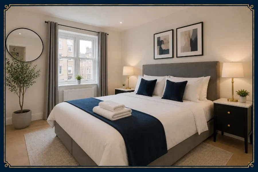 A guest-ready short-let bedroom